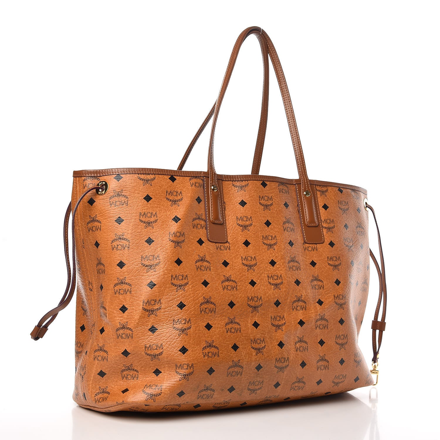 MCM Visetos Large Liz Reversible Shopper Tote Cognac 5 of 14
