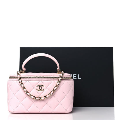 Chanel Lambskin Quilted Small Top Handle Vanity Case With Chain Light Pink 10 of 10