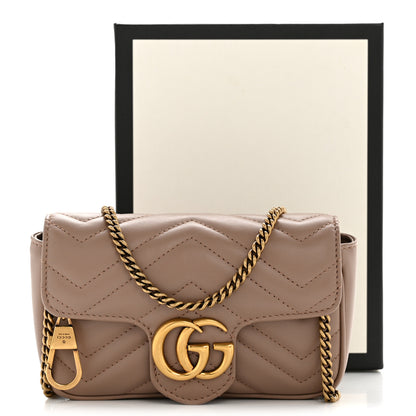 Gucci Calfskin Matelasse Super Mini GG Marmont Shoulder Bag Porcelain Rose 11 of 11