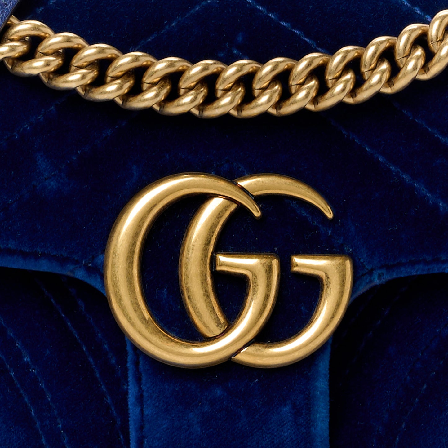 Velvet Matelasse Mini GG Marmont Shoulder Bag Cobalt Blue
