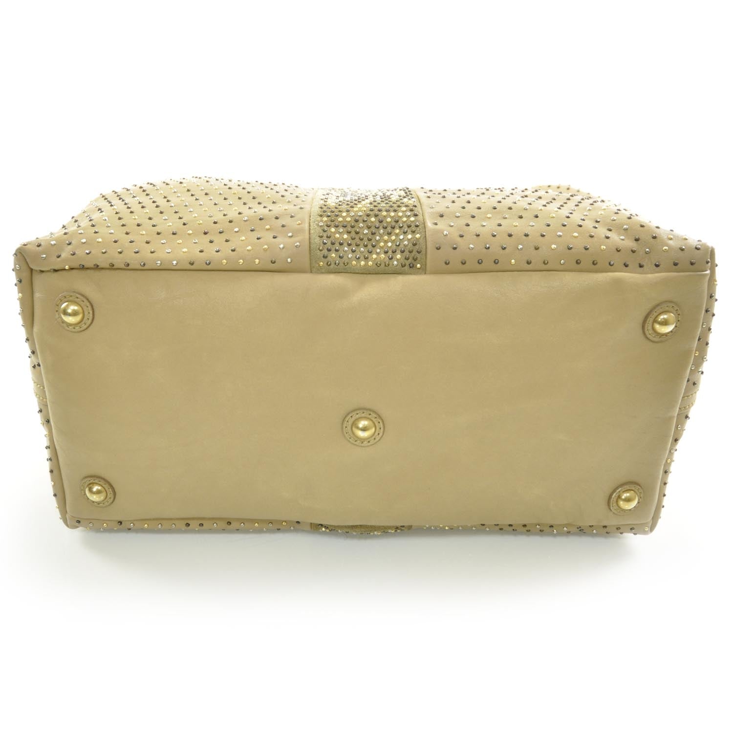 Saint Laurent Leather Studded Easy Rock Satchel Wheat 4 of 9