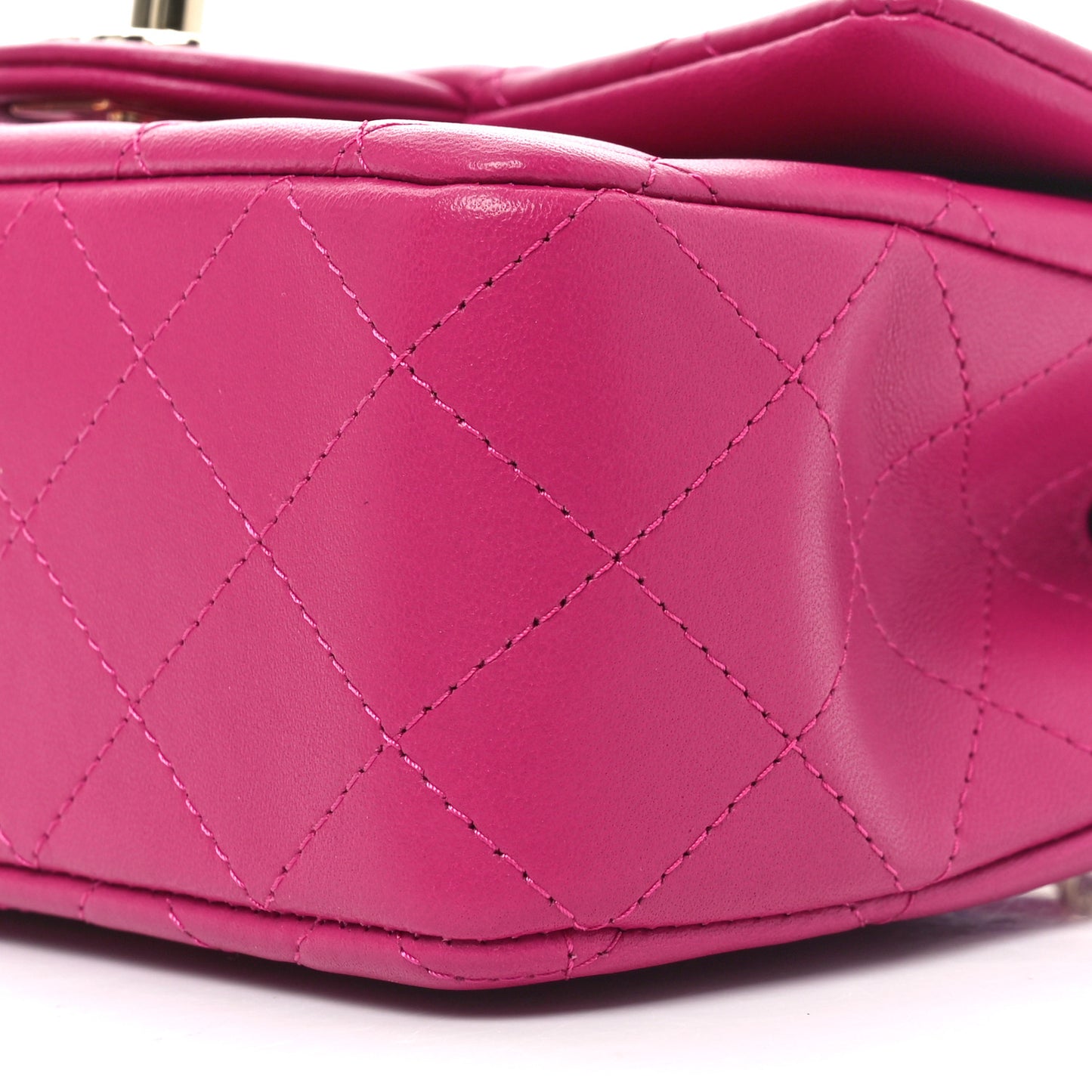 Lambskin Quilted Mini Top Handle Rectangular Flap Fuchsia