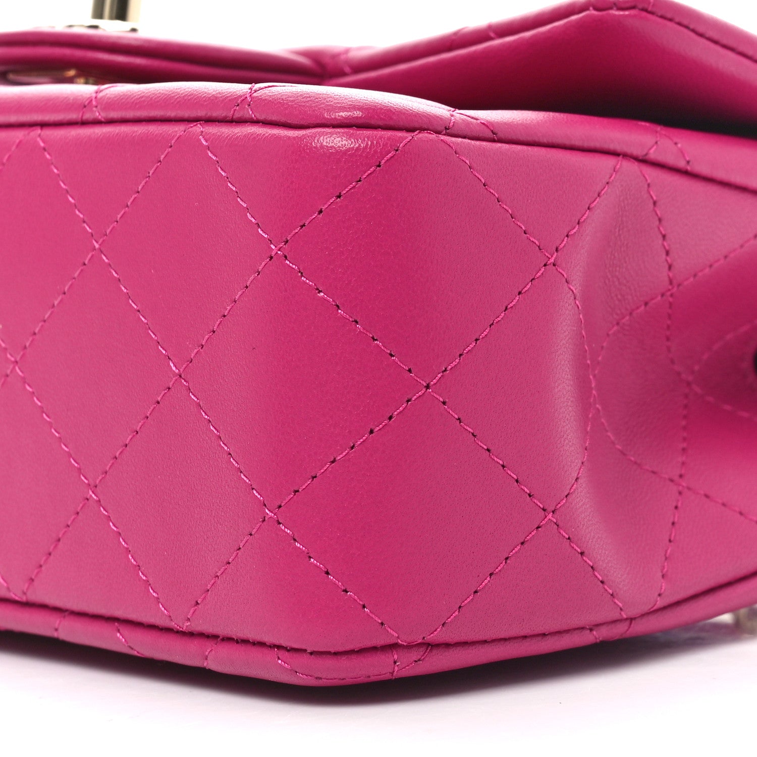 Chanel Lambskin Quilted Mini Top Handle Rectangular Flap Fuchsia 10 of 10