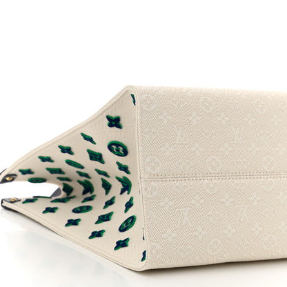 Louis Vuitton Jacquard Embroidered Tufted Monogram Hamptons Onthego GM Blue 8 of 9