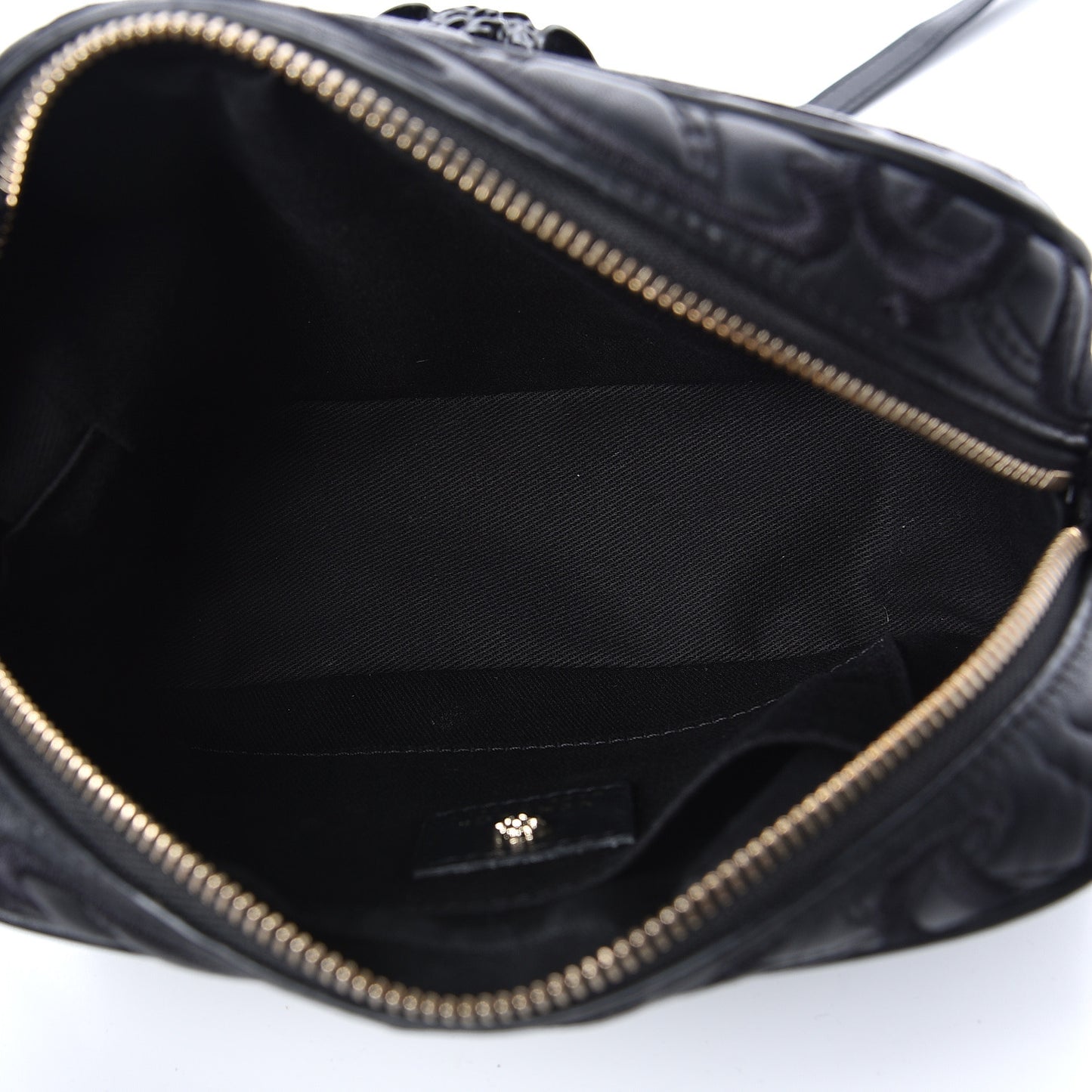 Nappa Embroidered Baroque Palazzo Camera Bag Black
