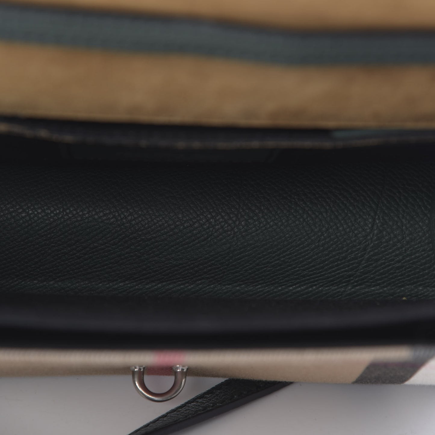 Grainy Calfskin House Check Small Macken Crossbody Bag Dark Bottle Green