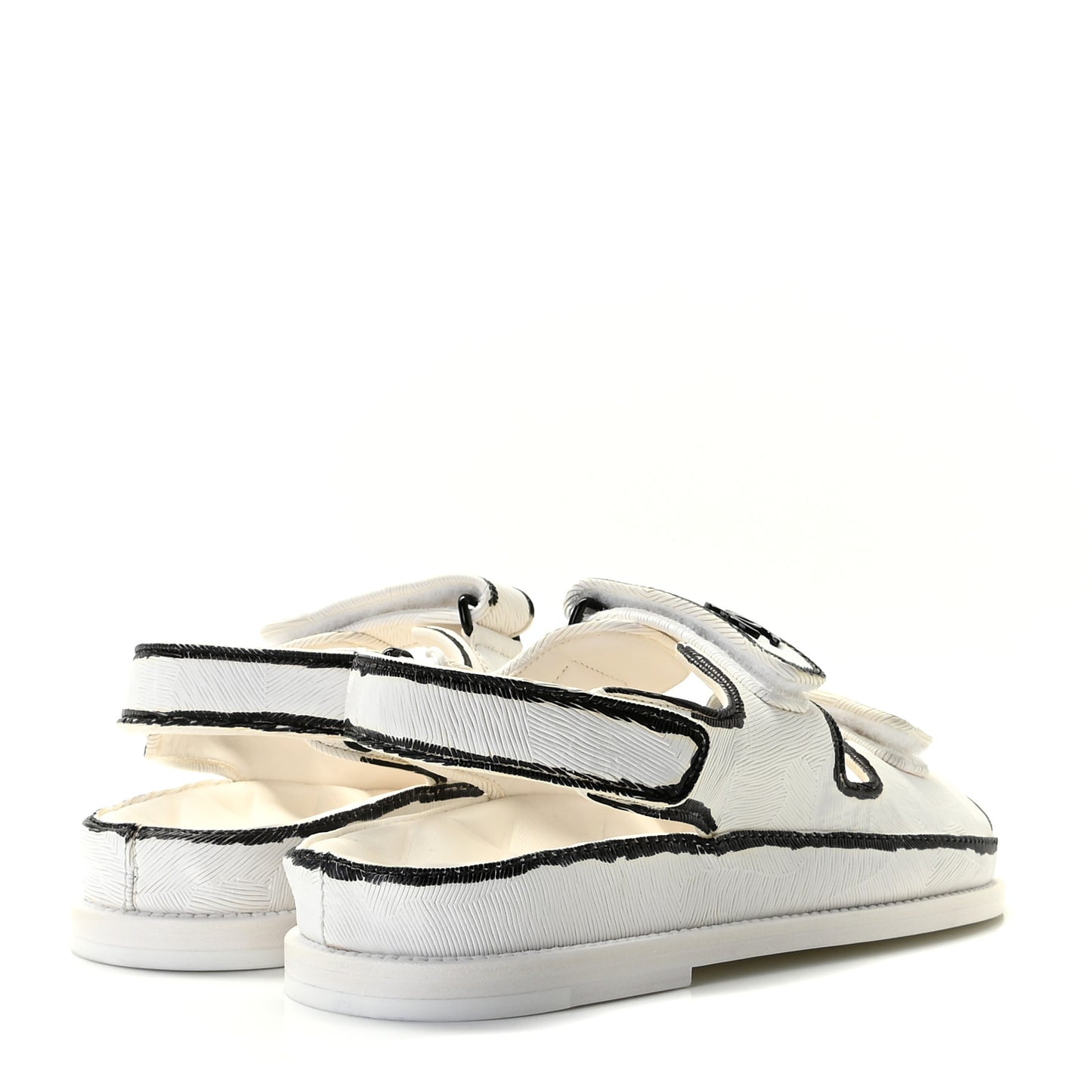 Printed Calfskin Velcro Dad Sandals 36.5 White Black