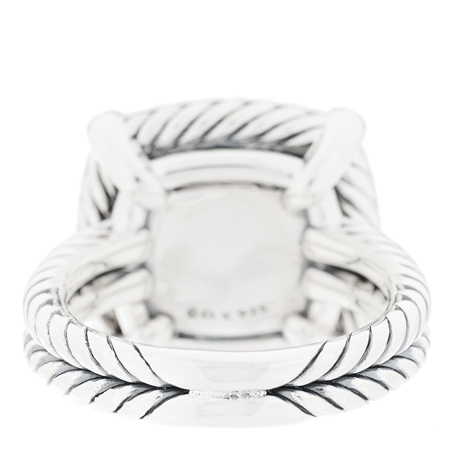 David Yurman Sterling Silver Diamond Hampton Blue Topaz 14mm Chatelaine Pave Bezel Ring 54 6.75 3 of 6