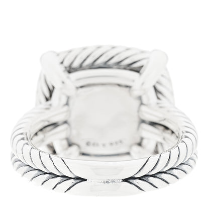 David Yurman Sterling Silver Diamond Hampton Blue Topaz 14mm Chatelaine Pave Bezel Ring 54 6.75 3 of 6