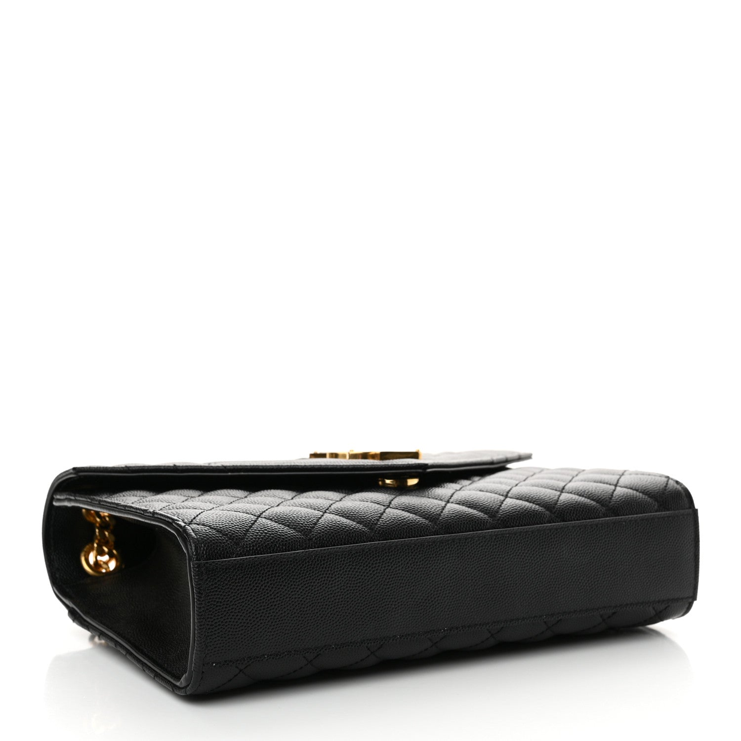 Saint Laurent Grain De Poudre Textured Mixed Matelasse Triquilt Medium Monogram Satchel Black 4 of 10