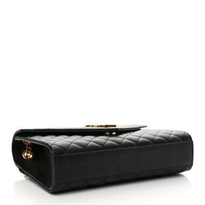 Saint Laurent Grain De Poudre Textured Mixed Matelasse Triquilt Medium Monogram Satchel Black 4 of 10