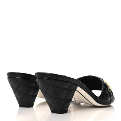 Chanel Lambskin Quilted Textured CC Mules 36 Black 4 of 8