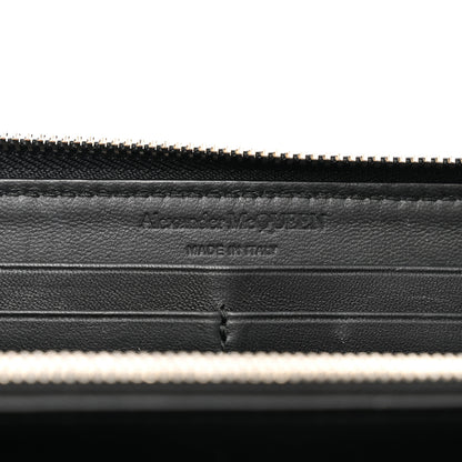 Alexander McQueen Pebbled Calfskin Skull Continental Zip Wallet Black 6 of 7