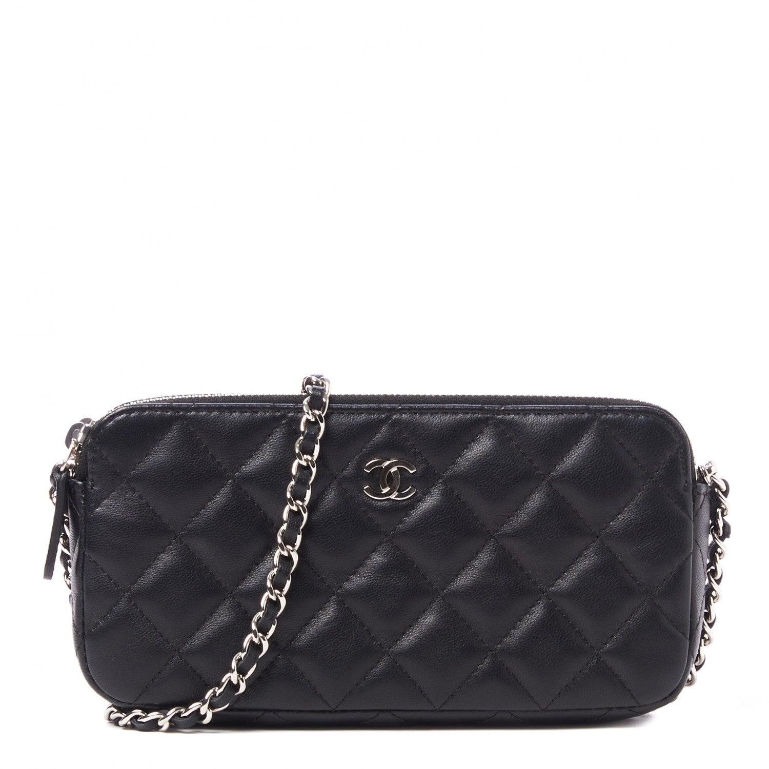 Chanel Lambskin Quilted Small Clutch With Chain Black 1 of 14