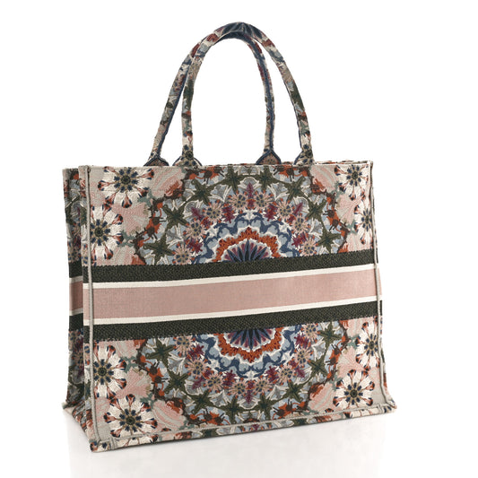 Canvas Embroidered Large Kaleidioroscopic Book Tote Multicolor