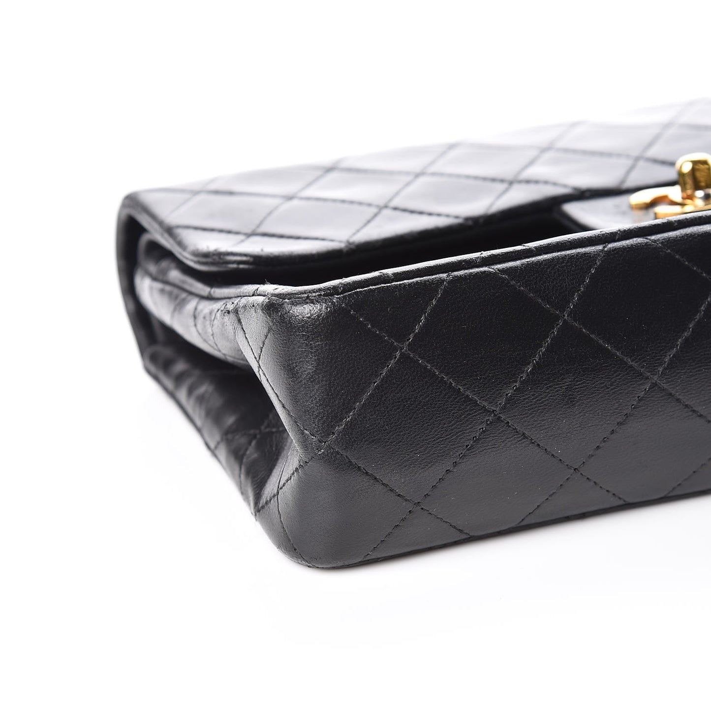 Lambskin Quilted Small Double Flap Black
