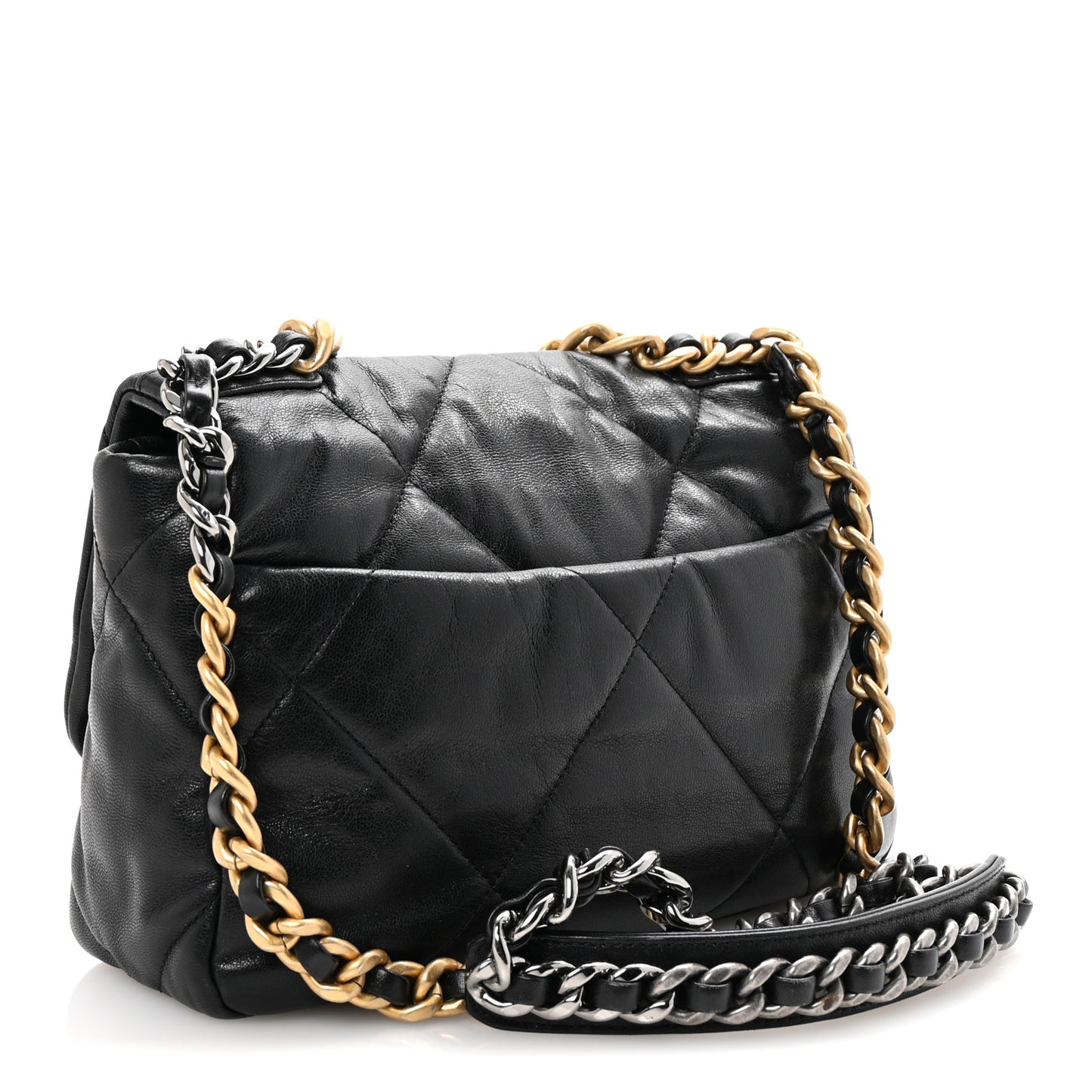 Goatskin Quilted Medium Chanel 19 Flap Black