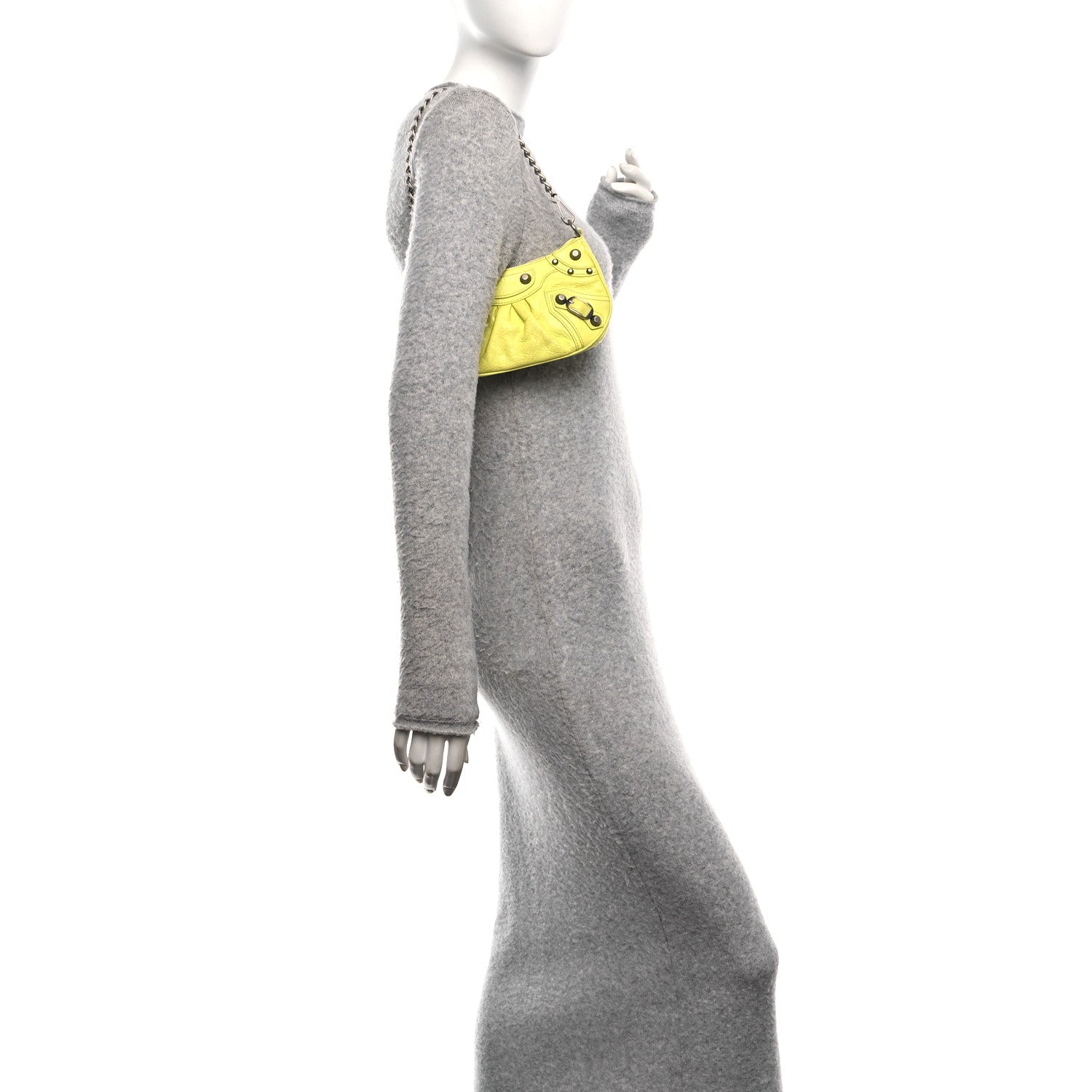 Balenciaga Agneau Arena Le Cagole Mini Purse With Chain Lime 2 of 9
