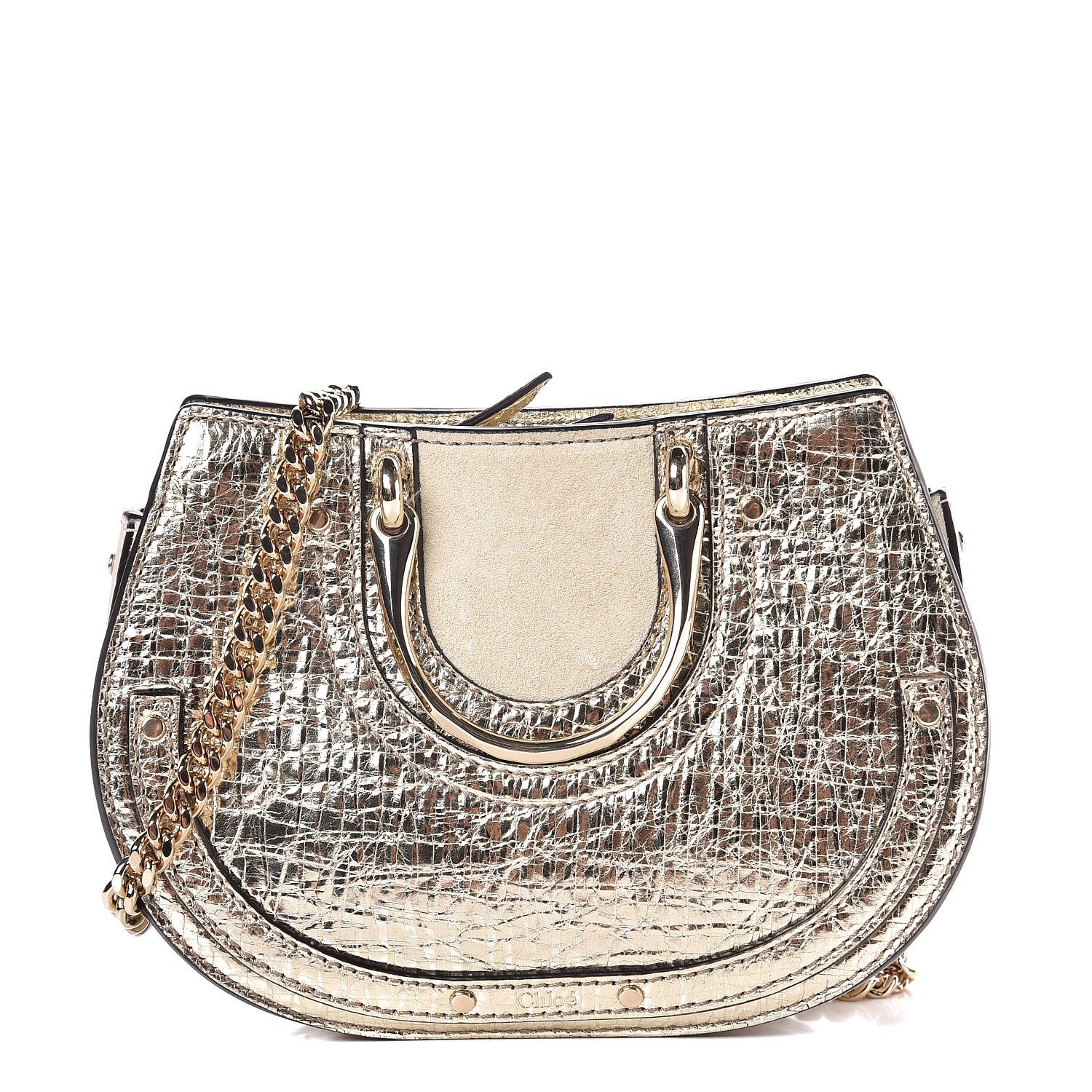 Chloe Metallic Calfskin Lambskin Suede Mini Pixie Signature Belt Bag Gold 1 of 8