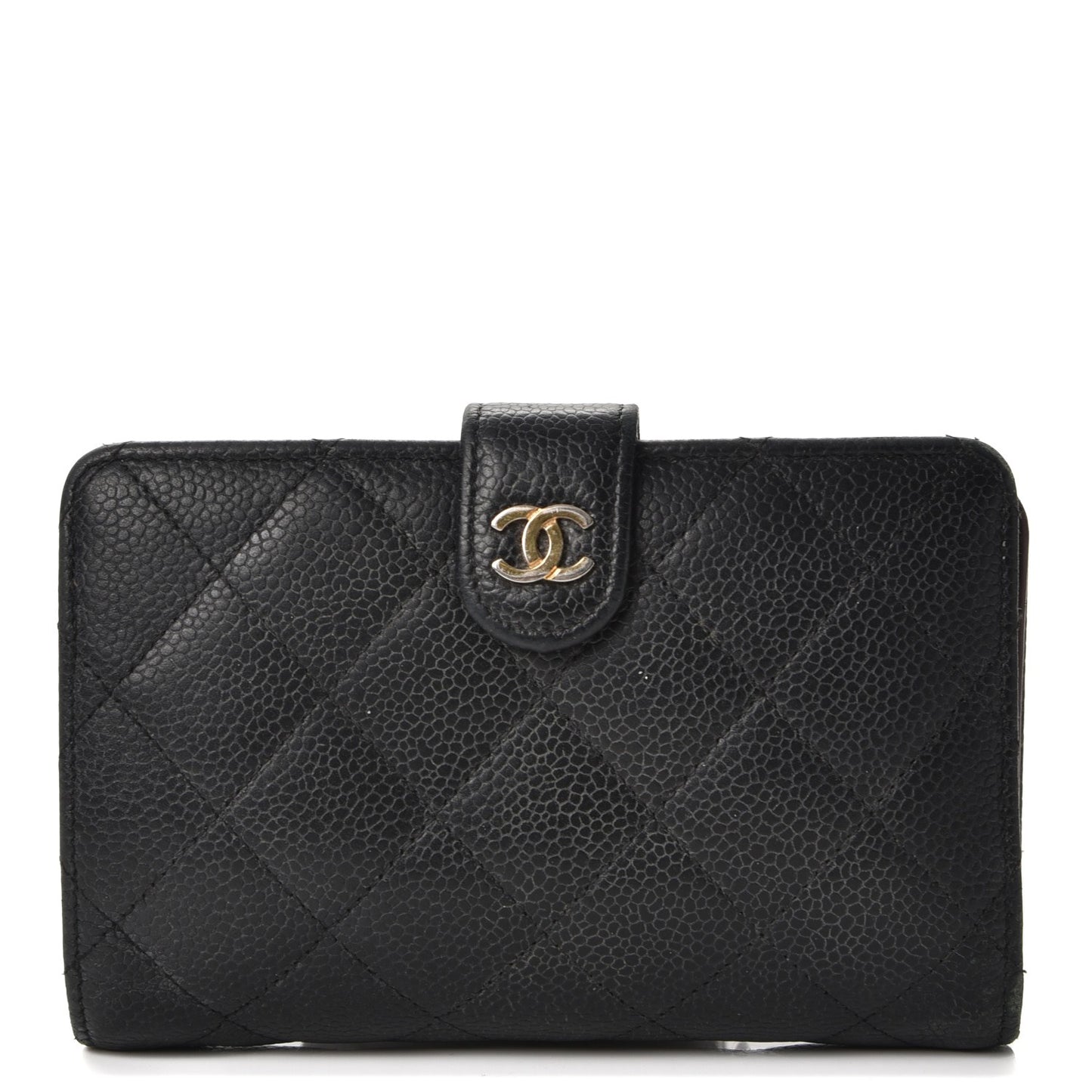 Caviar Quilted Zipped Pocket Wallet Black