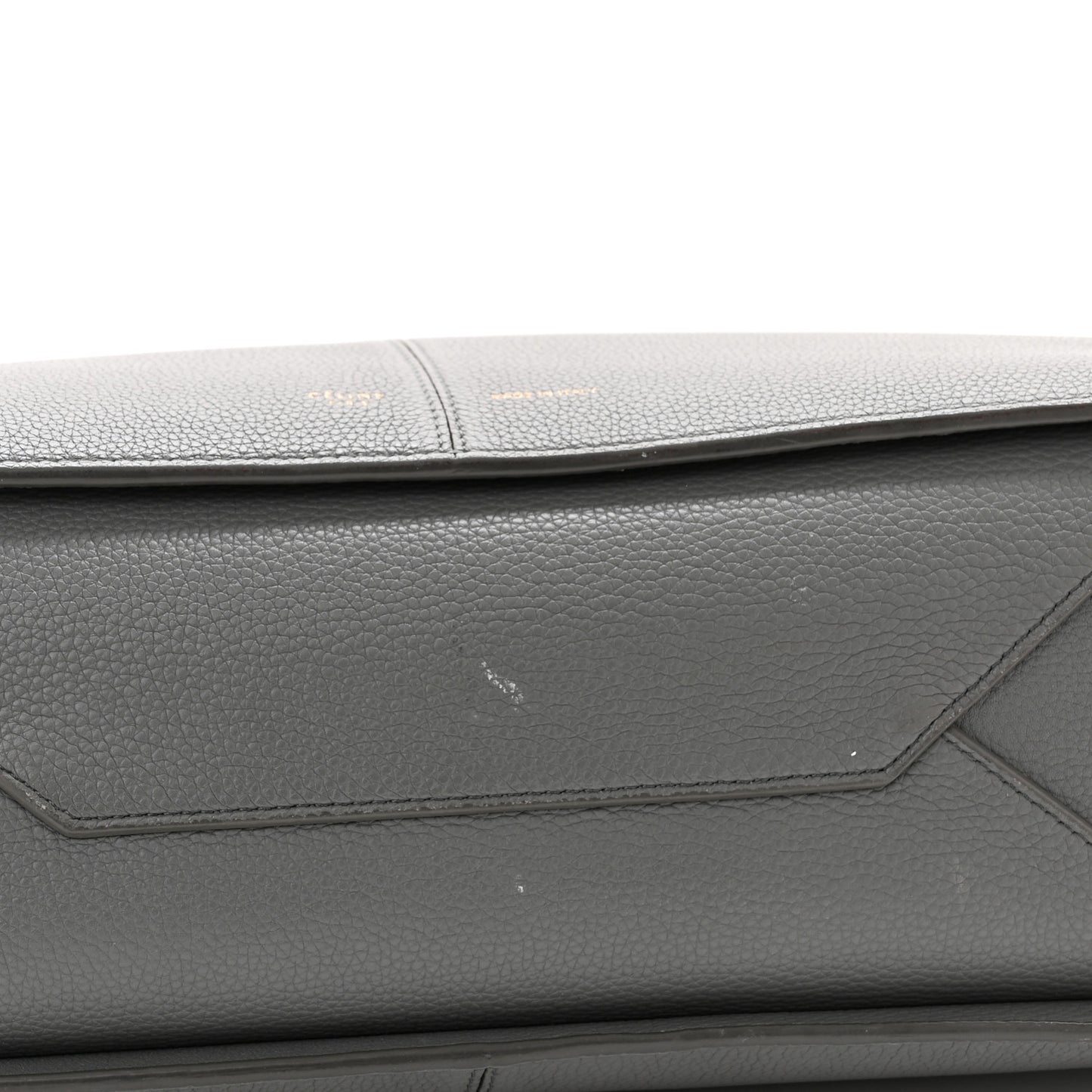 Baby Grained Calfskin Medium Tri-Fold Bag Grey