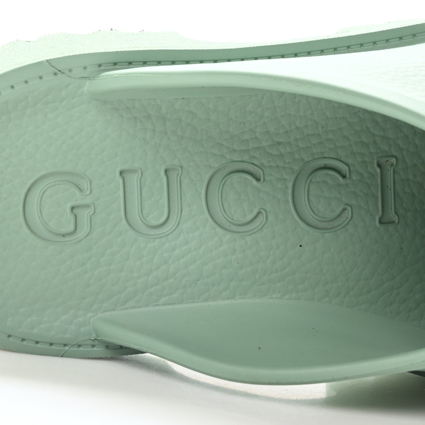 Rubber GG Monogram Perforated Elea Platform 55mm Lug Sole Sandals 40 Pacific Green