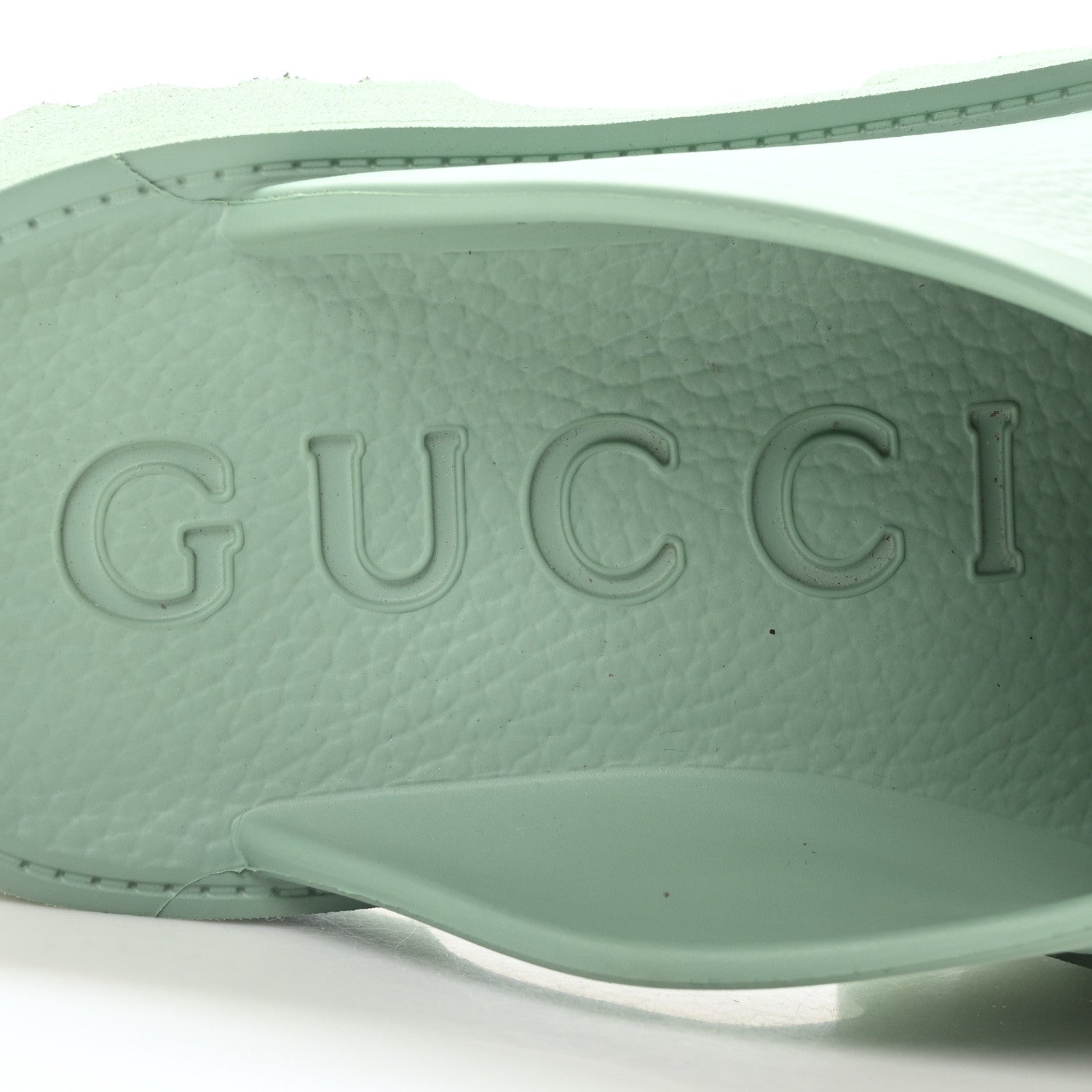 Gucci Rubber GG Monogram Perforated Elea Platform 55mm Lug Sole Sandals 40 Pacific Green 8 of 9