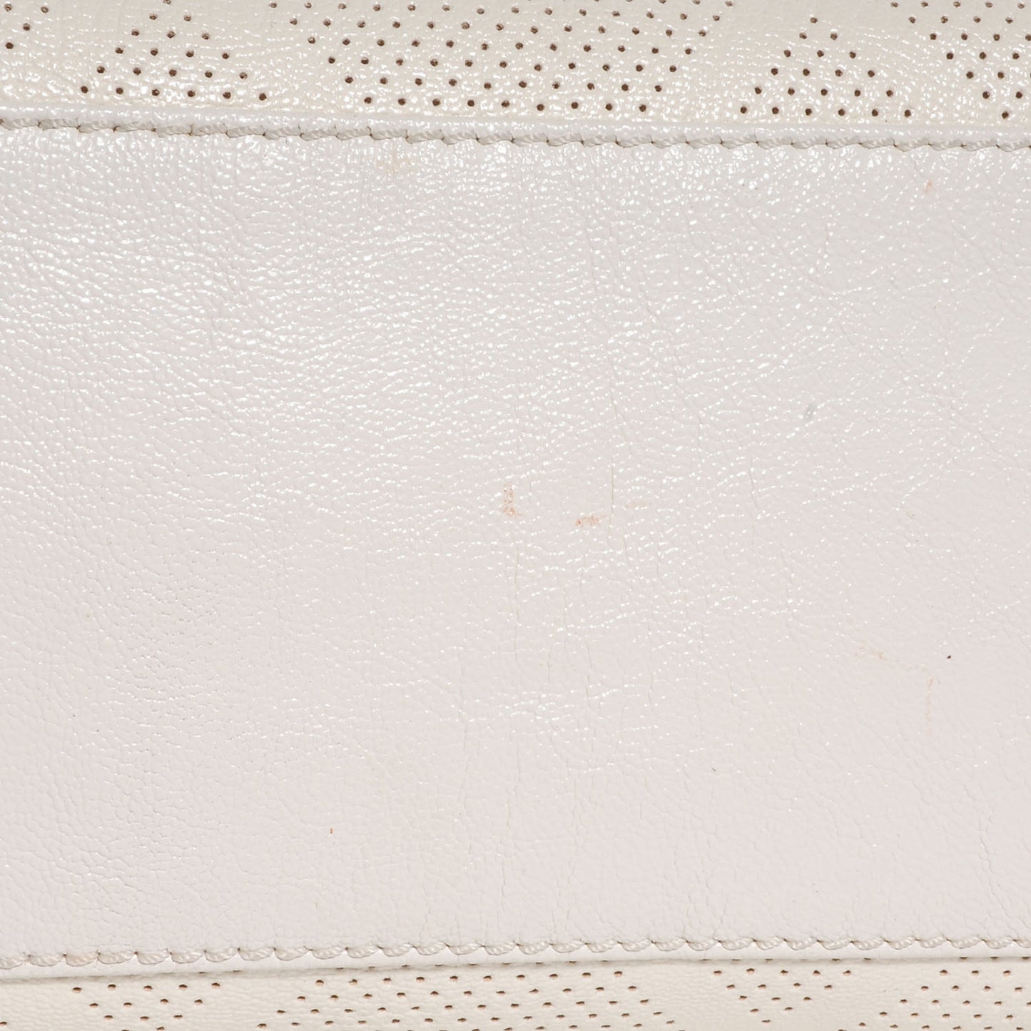 Leather Perforated CC Small Tote White