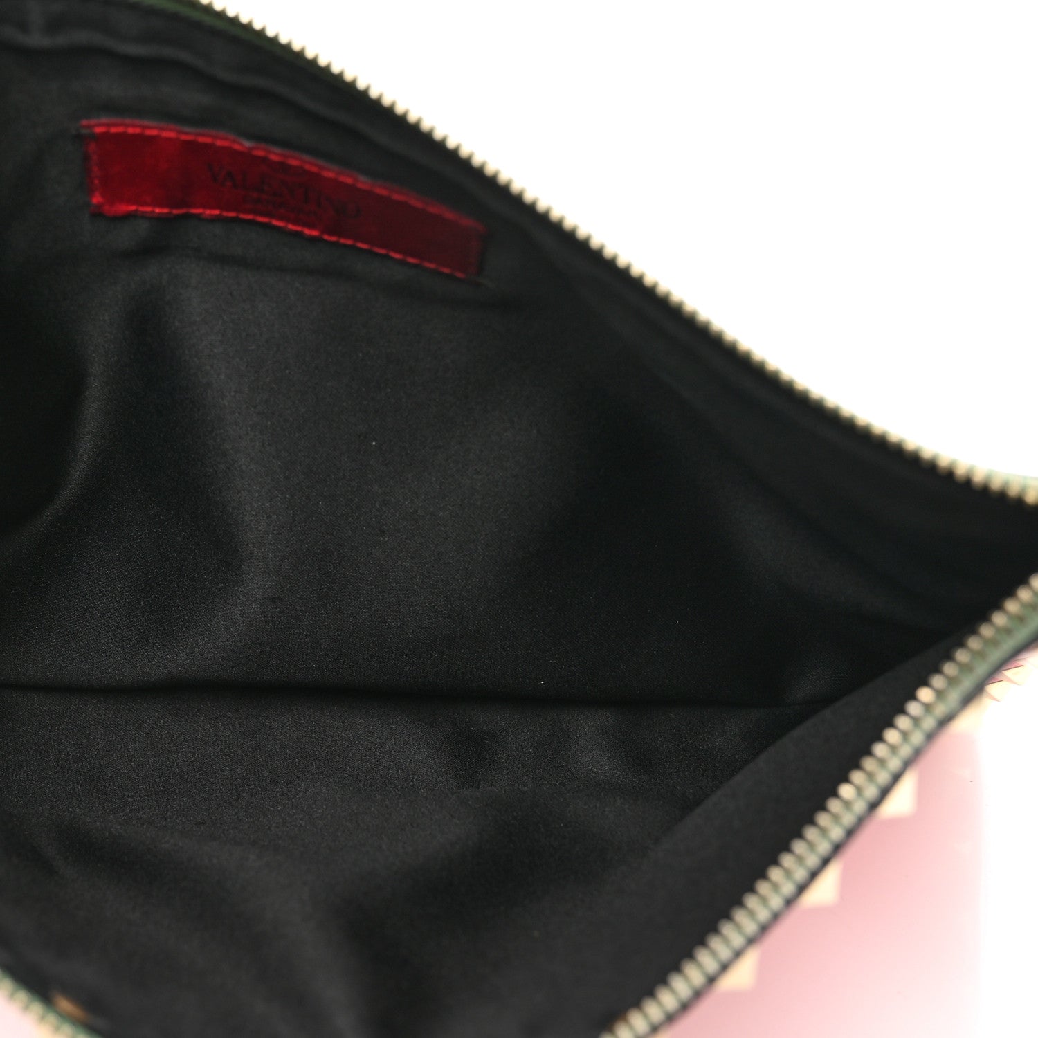 Valentino Garavani Vitello Large Rockstud Zip Pouch Deep Rose Clover Grey Scarlet 5 of 6