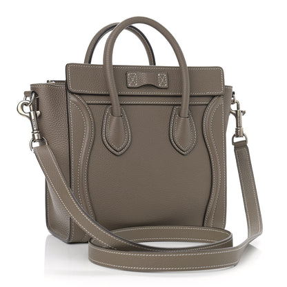Celine Drummed Calfskin Nano Luggage Souris 3 of 9