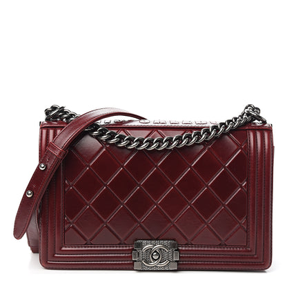 Chanel Calfskin Embossed New Medium Paris Salzburg Boy Flap Red 1 of 9