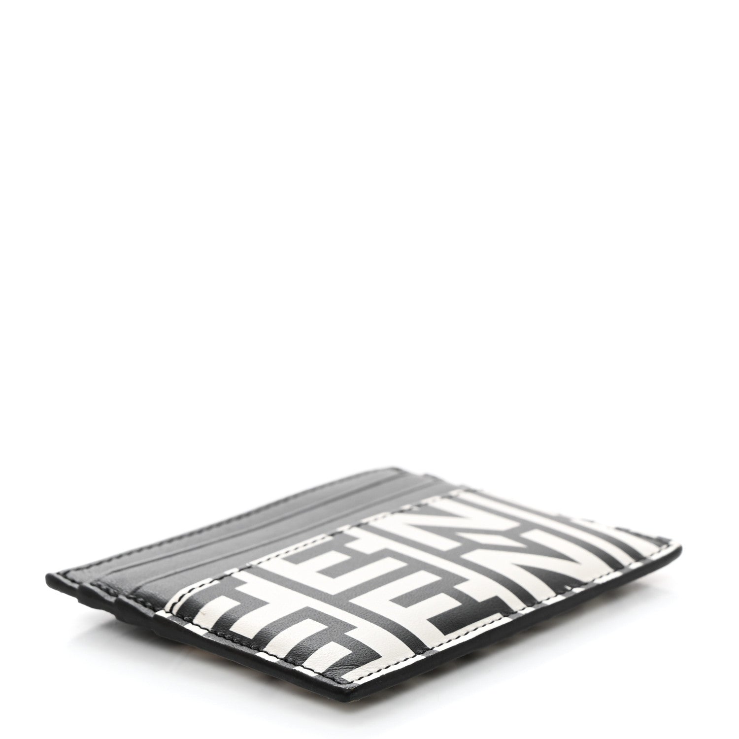 Fendi X MARC JACOBS Nappa Vitello King Logo Print Cardholder Black White 4 of 8