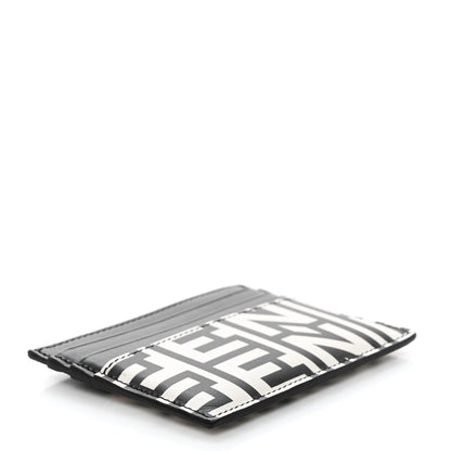Fendi X MARC JACOBS Nappa Vitello King Logo Print Cardholder Black White 4 of 8