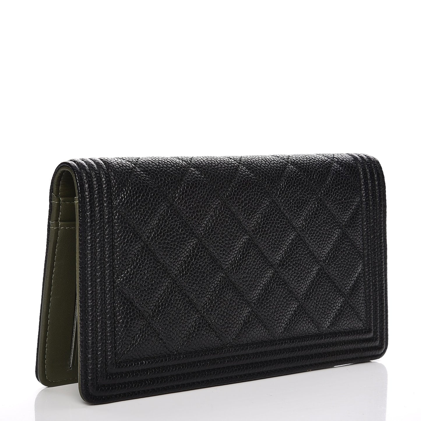 Caviar Quilted Boy Yen Wallet Black
