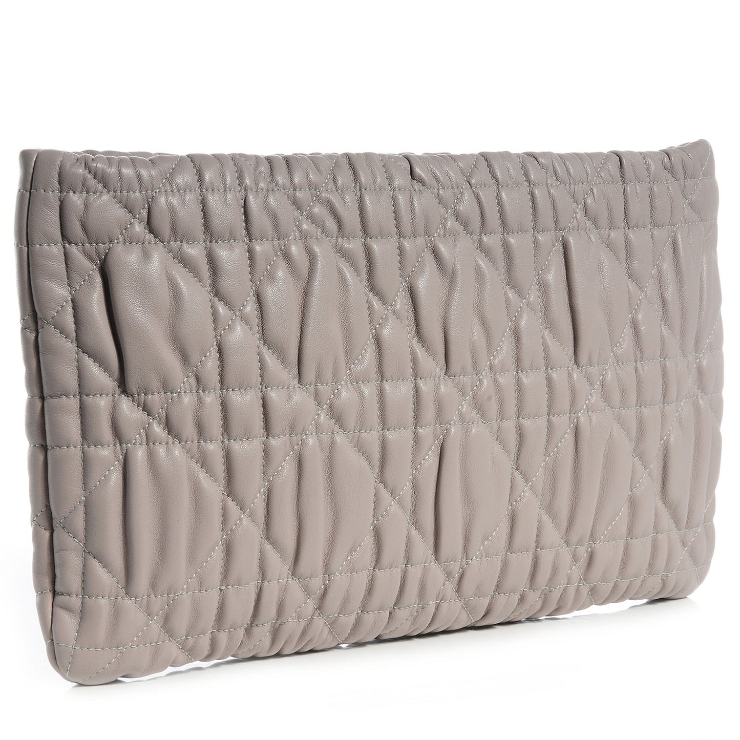 Lambskin Quilted Delidior Cannage Clutch Grey