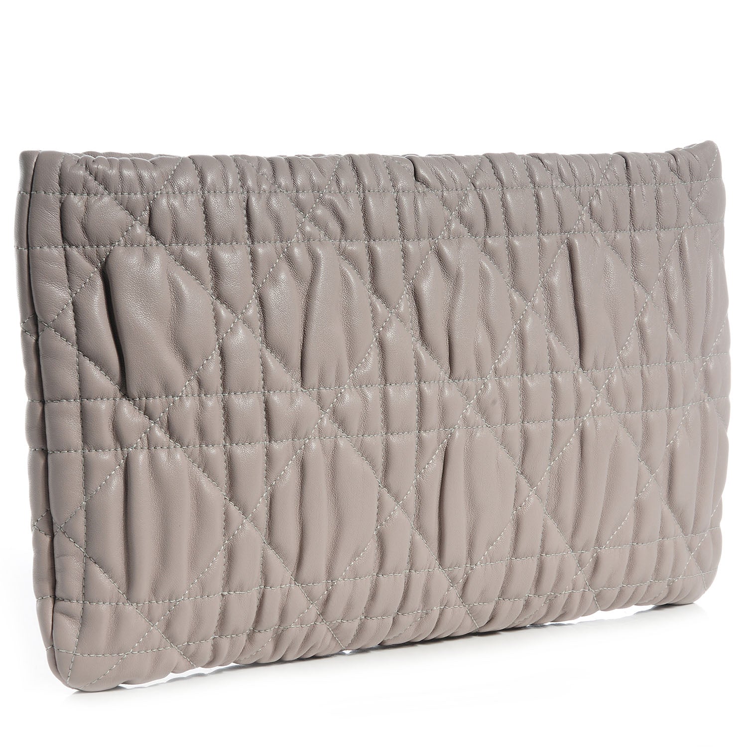 Christian Dior Lambskin Quilted Delidior Cannage Clutch Grey 3 of 7