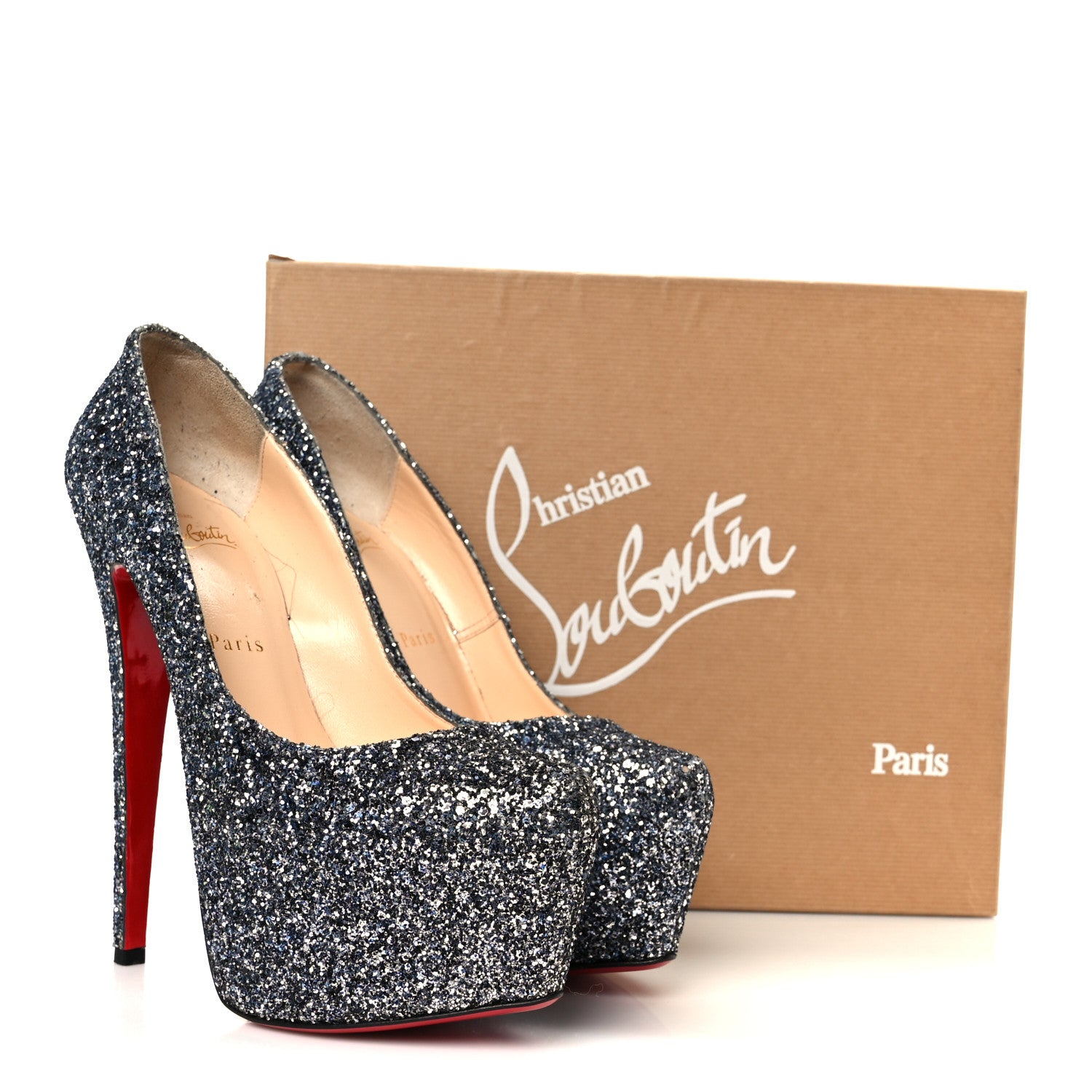 Christian Louboutin Glitter Daffodile Spotlight 160 Pumps 39.5 Blue Khol 9 of 9