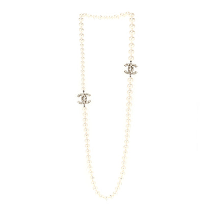 Chanel Crystal Pearl CC Long Necklace Gold 3 of 6