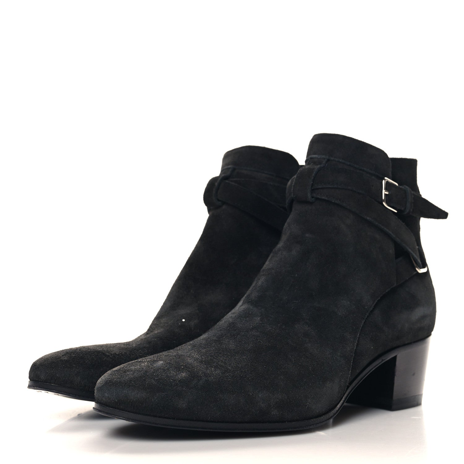 Saint Laurent Suede Calfskin Jodhpur Ankle Boots 36.5 Black 3 of 9