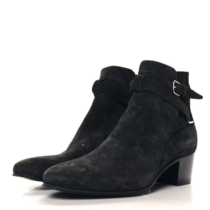 Saint Laurent Suede Calfskin Jodhpur Ankle Boots 36.5 Black 3 of 9