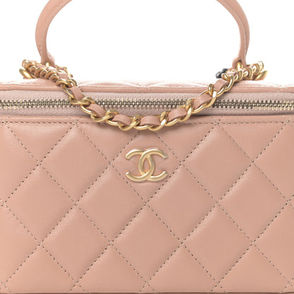 Chanel Lambskin Quilted Small Top Handle Vanity Case With Chain Beige 8 of 11