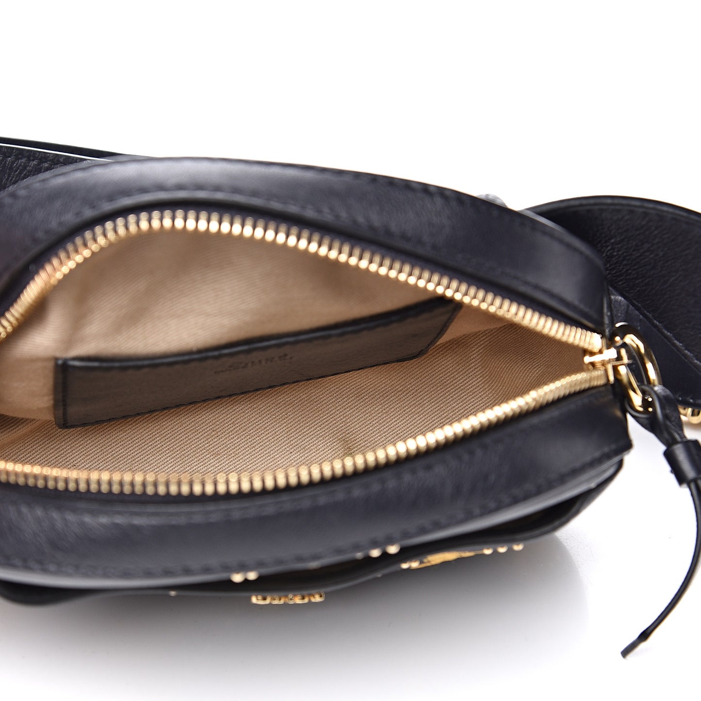 Smooth Calfskin Little Horses Embroidered Signature Belt Bag Black
