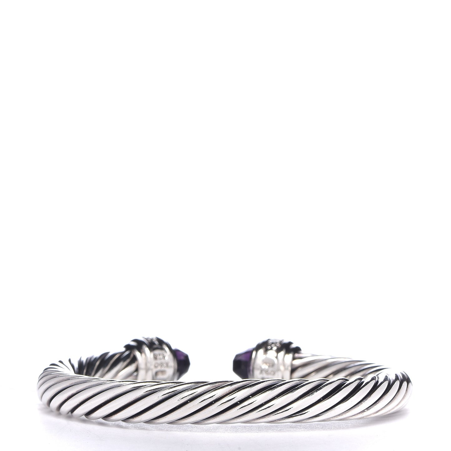 Sterling Silver Diamond Amethyst 7mm Cable Classics Bracelet