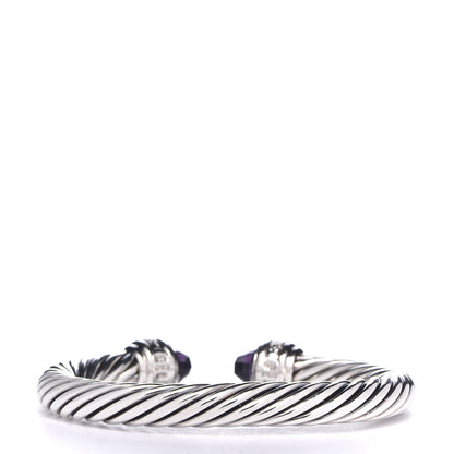 David Yurman Sterling Silver Diamond Amethyst 7mm Cable Classics Bracelet 3 of 7