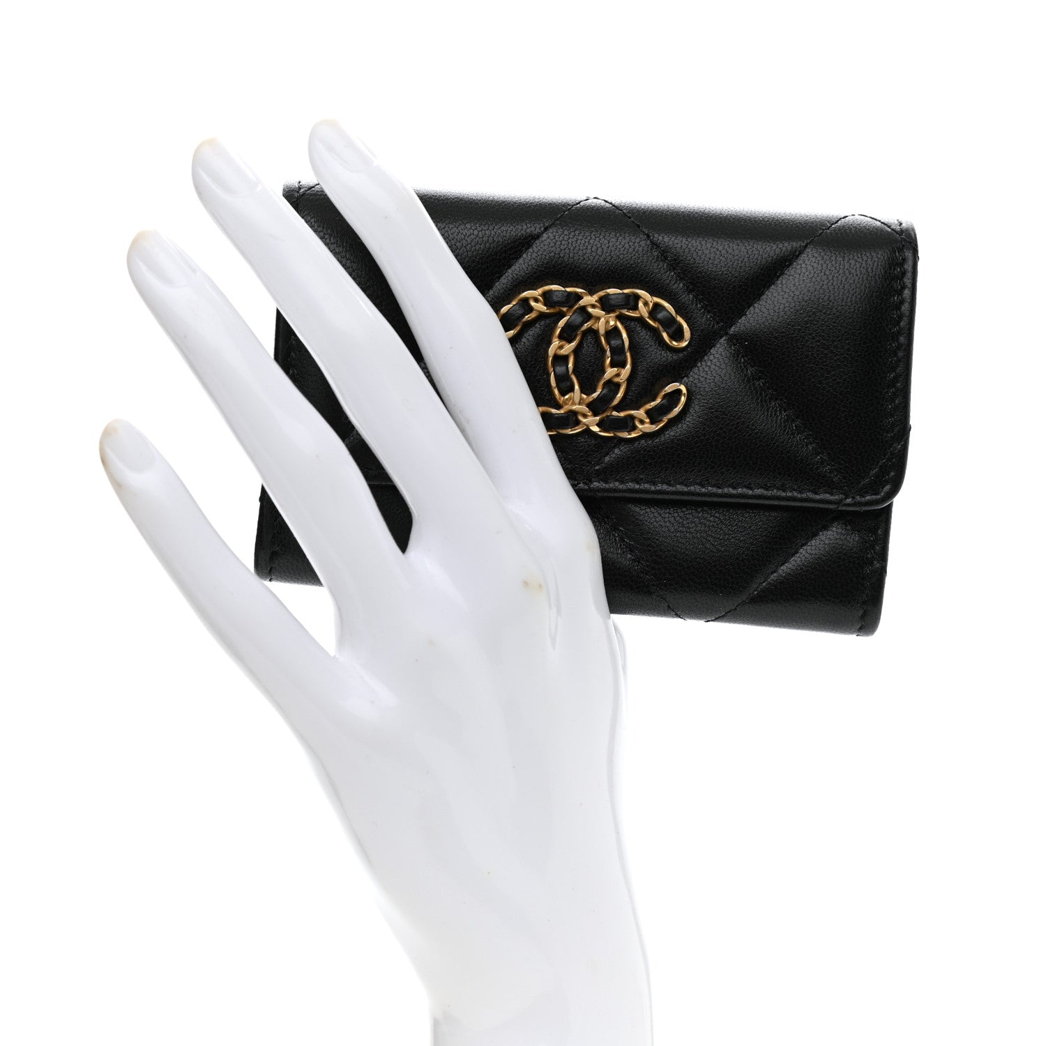 Chanel Lambskin Quilted Chanel 19 Flap Card Holder Black 2 of 9