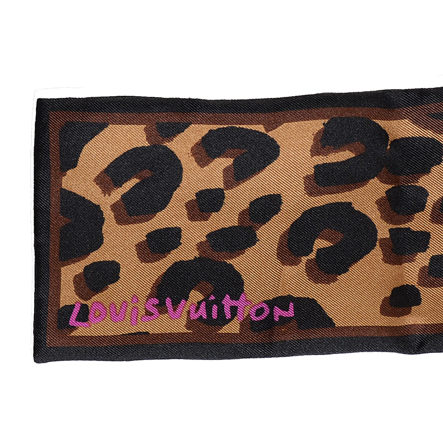 Louis Vuitton Silk Leopard Bandeau Scarf Marron 3 of 5