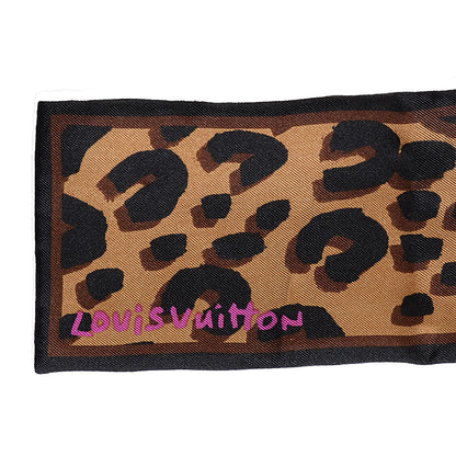 Louis Vuitton Silk Leopard Bandeau Scarf Marron 3 of 5