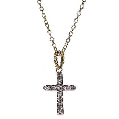 David Yurman 18K Yellow Gold Diamond Cable Collectibles Cross Necklace 4 of 7