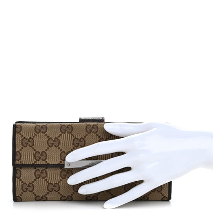 Gucci Monogram Metal Bar Continental Flap Wallet Beige Ebony Dark Brown 2 of 16