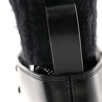 Jimmy Choo Calfskin Knit Wool Chike Ankle Boots 35 Black 9 of 9